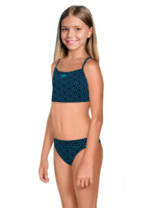 Speedo Girl's Boomstar Allover Thinstrap Swim Bikini - True Navy / Pool