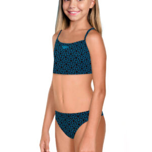 Speedo Girl's Boomstar Allover Thinstrap Swim Bikini - True Navy / Pool-0