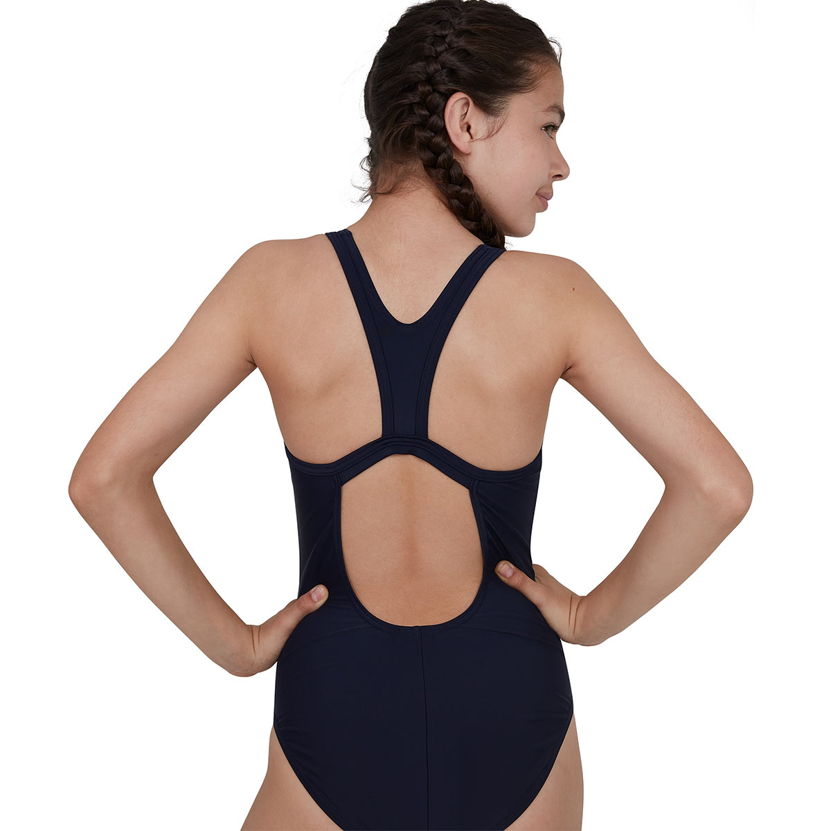 Speedo Girl's Boomstar Placement Flyback Swimsuit - Navy / Pool-537490