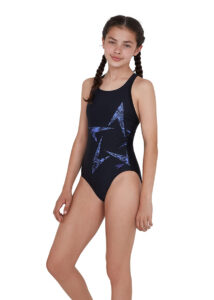 Speedo Girl's  Boomstar Placement Flyback Swimsuit  - Black / Ultraviolet