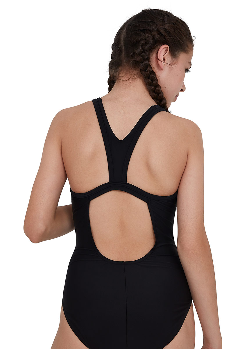 Speedo Girl's Boomstar Placement Flyback Swimsuit - Black / Ultraviolet-537388