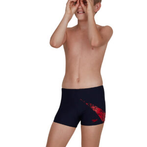 Speedo Boy's Boomstar Placement Aquashort - True Navy / Fed Red-0