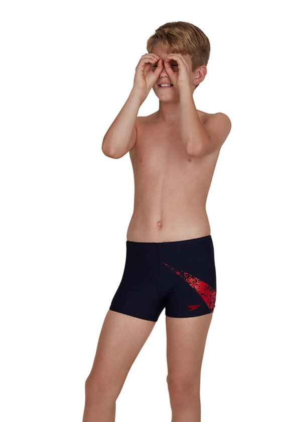Speedo Boy's Boomstar Placement Aquashort - True Navy / Fed Red-0