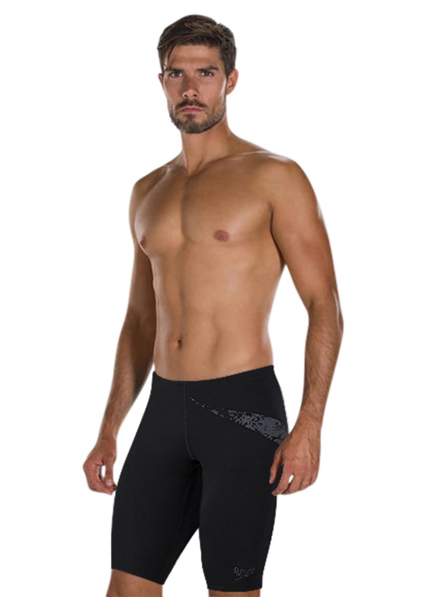 Speedo Men's BoomStar Placement Jammer - Speedo Black / Oxid Grey-0