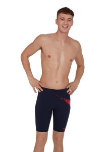 Speedo Men's BoomStar Placement Jammer - Navy / Fed Red