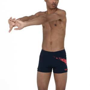 Speedo Men's BoomStar Placement Aquashort - True Navy / Fed Red-0