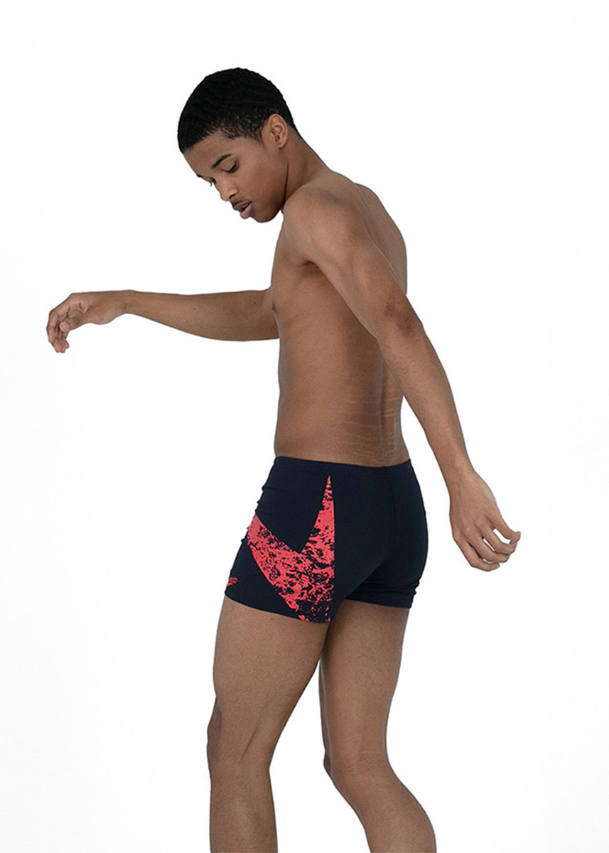 Speedo Men's BoomStar Placement Aquashort - True Navy / Fed Red-brand