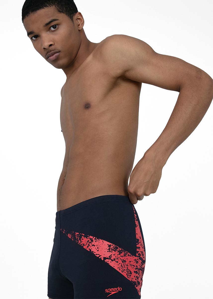 Speedo Men's BoomStar Placement Aquashort - True Navy / Fed Red-537412