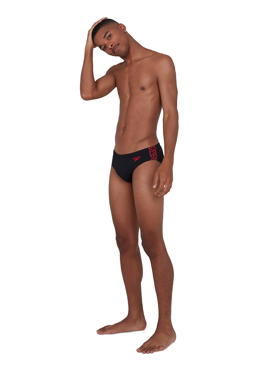 Speedo Men's BoomStar Splice 7cm Brief - Black / Fed Red-537443