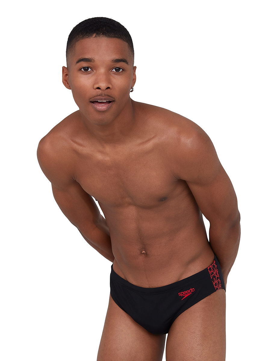 Speedo Men's BoomStar Splice 7cm Brief - Black / Fed Red-537445