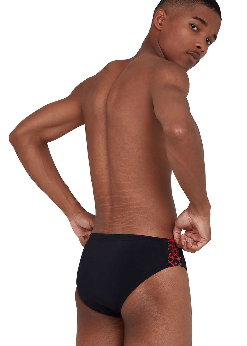 Speedo Men's BoomStar Splice 7cm Brief - Black / Fed Red-537446