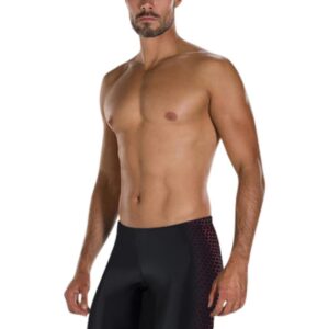 Speedo Men's Placement Jammer - Speedo Black / Phoenix Red-0