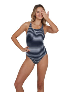 Speedo Women's Endurance+ Printed Medalist Swimsuit - True Navy / White
