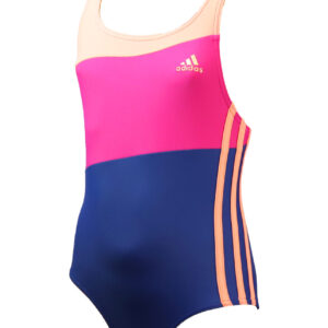 Adidas Girl's Three Stripe Colour Block Swimsuit - Purple / Pink-0