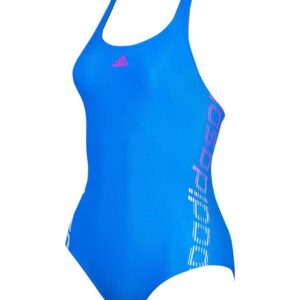 Adidas Girl's Linear Swimsuit - Blue-0