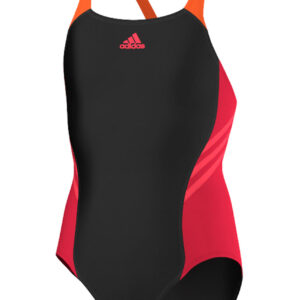 Adidas Girl's Color Block Swimsuit - Black / Ray Red-0