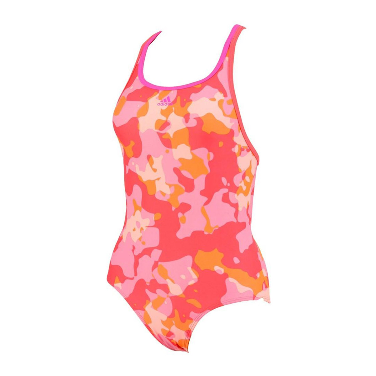 Adidas Girl's Allover Swimsuit Pink / Orange-0