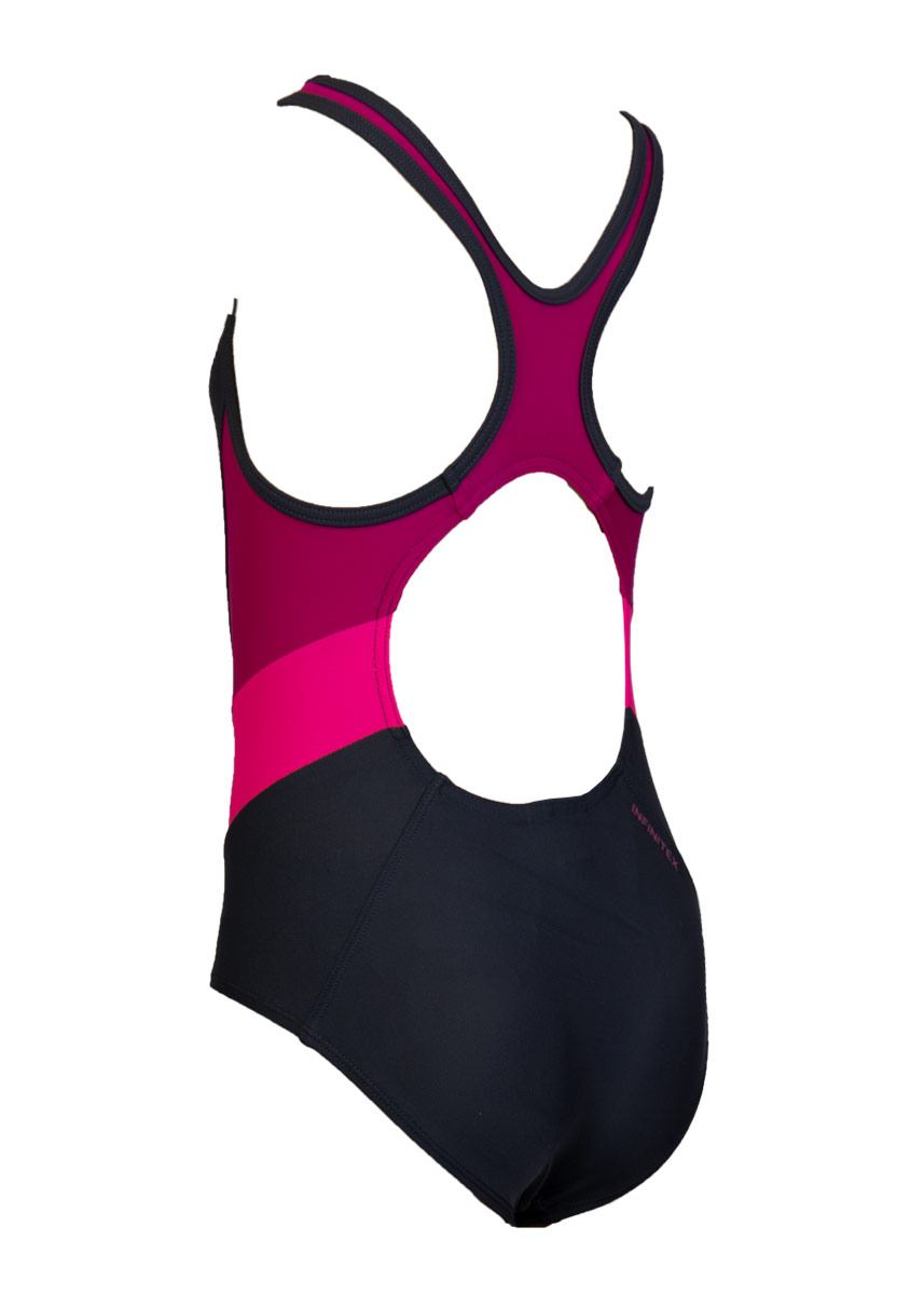 Adidas Girl's Color Block Swimsuit - Black / Pink-brand