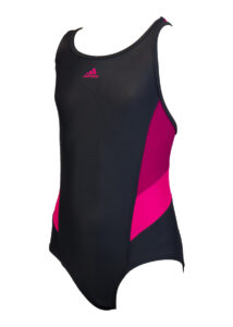 Adidas Girl's Color Block Swimsuit - Black / Pink