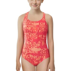 Adidas Girl's Three Stripe Swimsuit - Shock Red-0