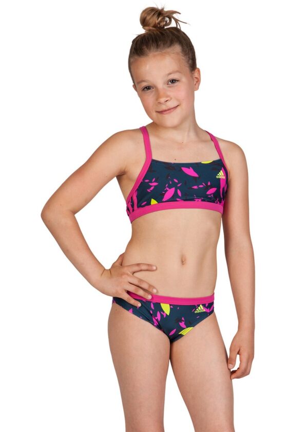 Adidas Girl's Allover Swim Bikini - Blue / Pink