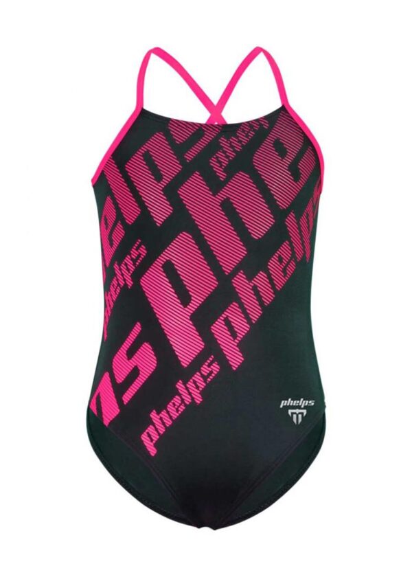 Phelps Girl's Zoe Training Swimsuit - Black/Pink-0