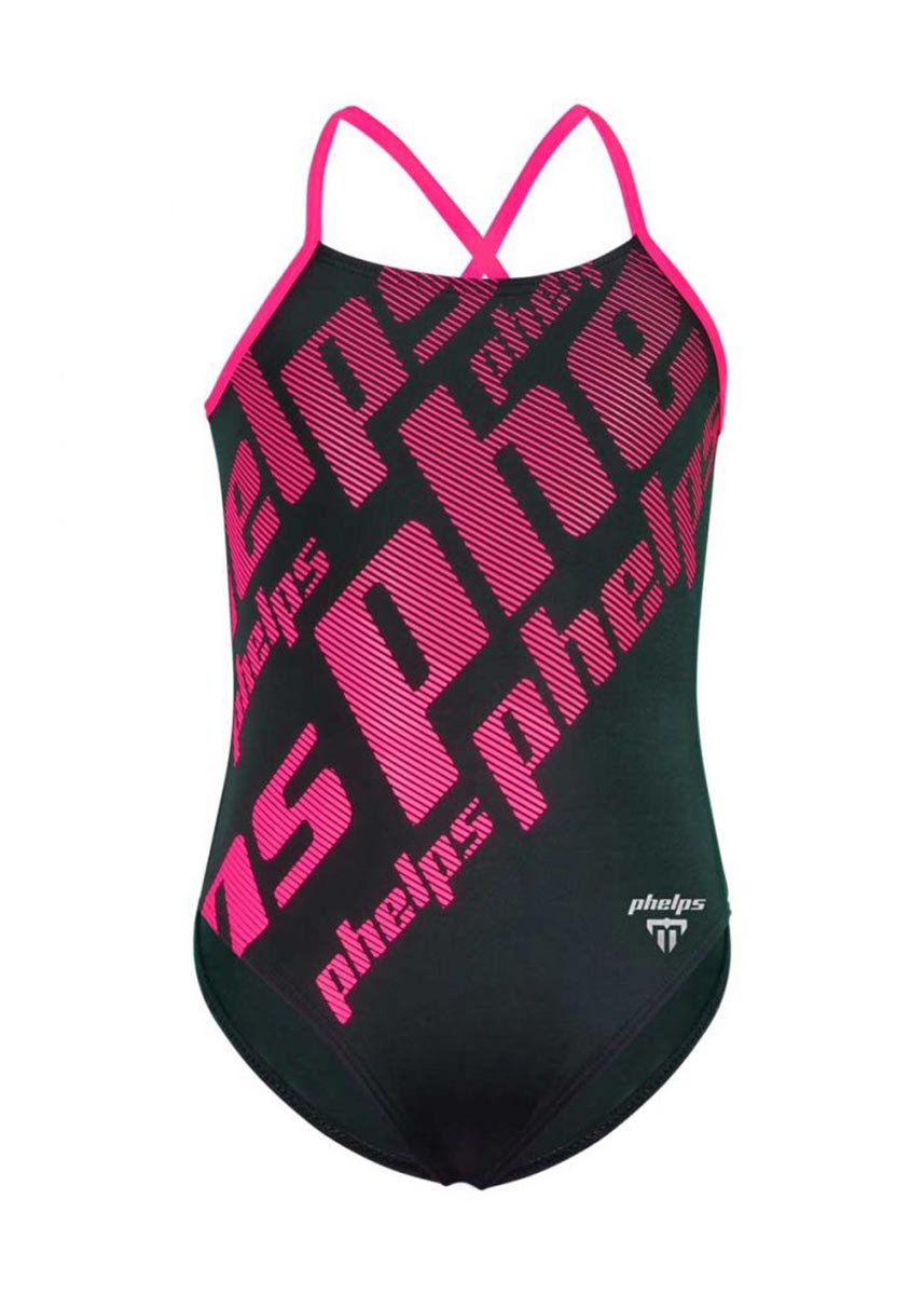 Phelps Girl's Zoe Training Swimsuit - Black/Pink-0