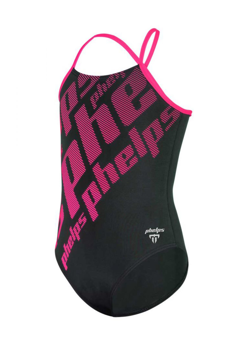 Phelps Girl's Zoe Training Swimsuit - Black/Pink-537762