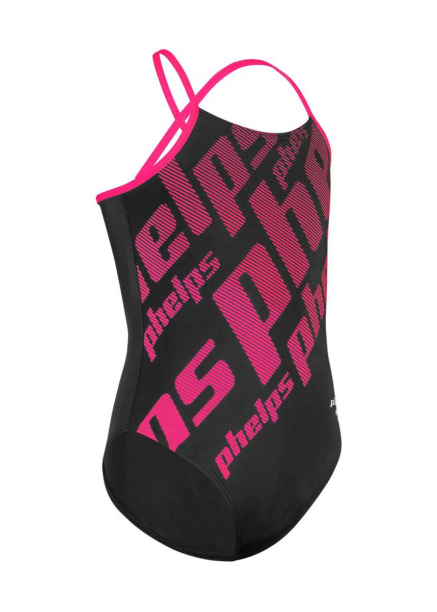 Phelps Girl's Zoe Training Swimsuit - Black/Pink-537763