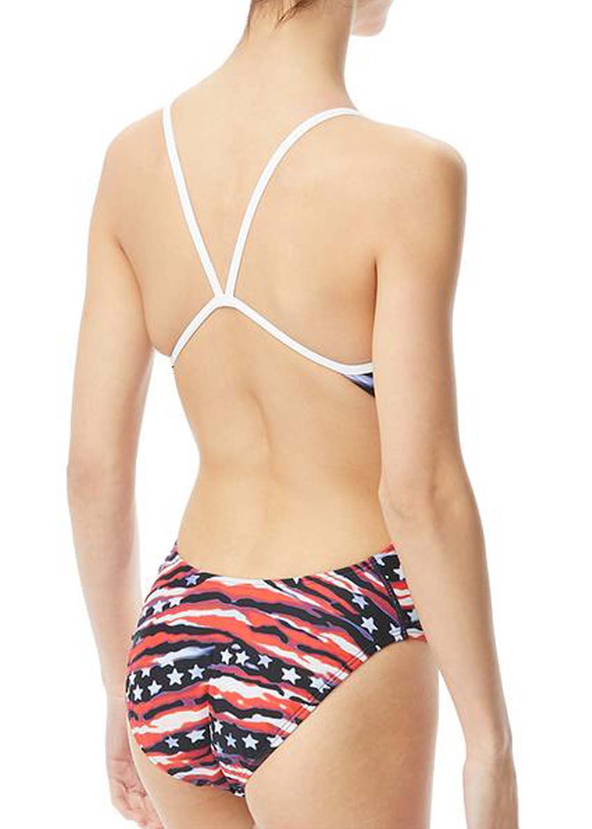 TYR All American Cutoutfit Swimsuit - Red/White/Blue-brand