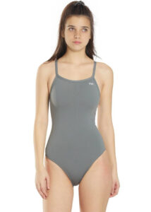 TYR Girl's Solid DiamondFit Swimsuit - Dark Grey
