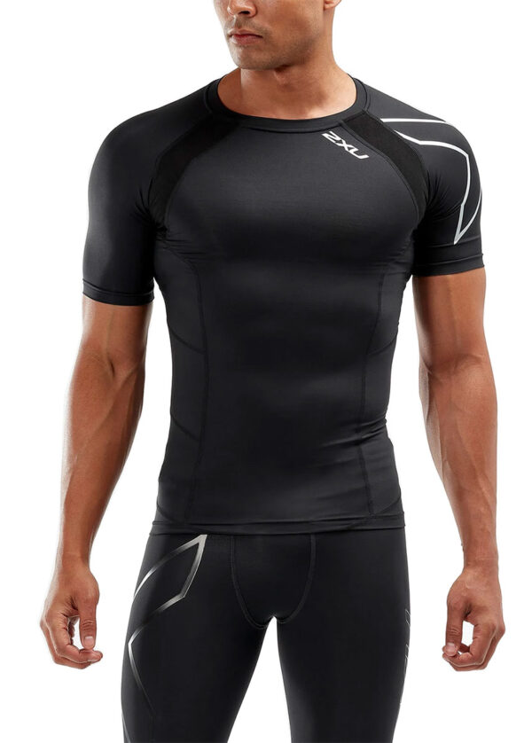 2XU Men's Compression Short Sleeve Top - Black/Silver-0