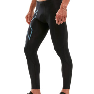 2XU Men's Run Dash Compression Tights - Black/Denim Reflective-0