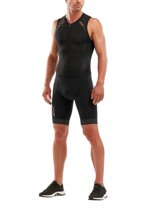 2XU Men's Compression Full Zip Trisuit - Black/Gold-0
