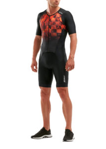 2XU Men's Perform Full Zip Sleeved Trisuit - Black/Flame Ombre