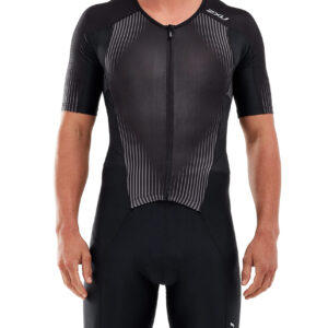 2XU Men's Perform Full Zip Sleeved Trisuit - Black/Shadow-0