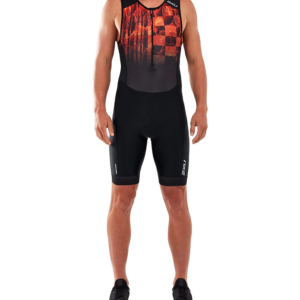 2XU Men's Perform Front Zip Trisuit - Black/Flame Ombre-0
