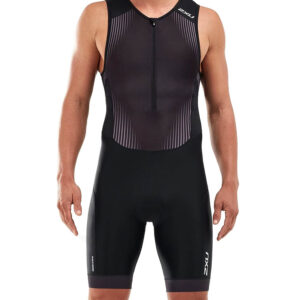 2XU Men's Perform Front Zip Trisuit - Black/Shadow-0