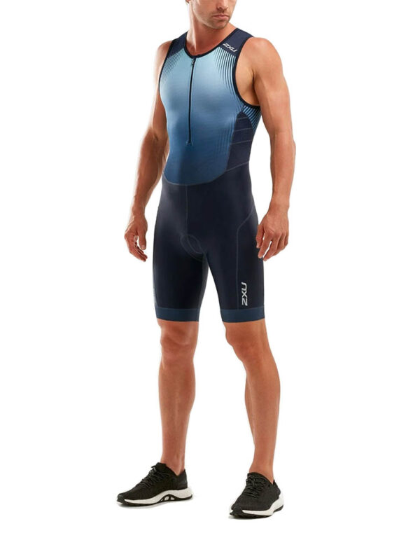 2XU Men's Perform Front Zip Trisuit - Midnight/Fresh Ombre-0