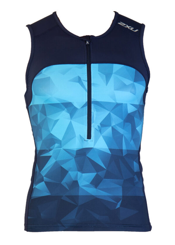 2XU Men's Active Tri Singlet - Midnight/Blue Terrain-0