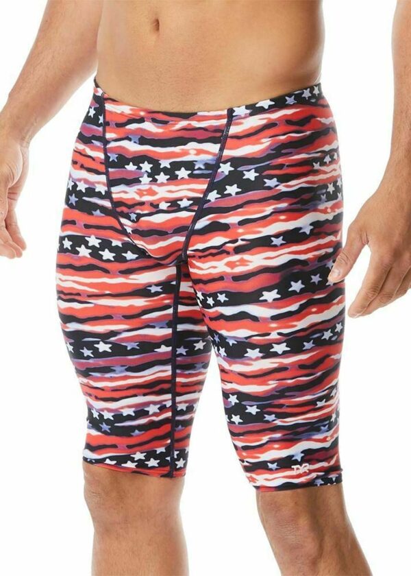 TYR Men's All American All Over Jammer - Red/White/Blue-0