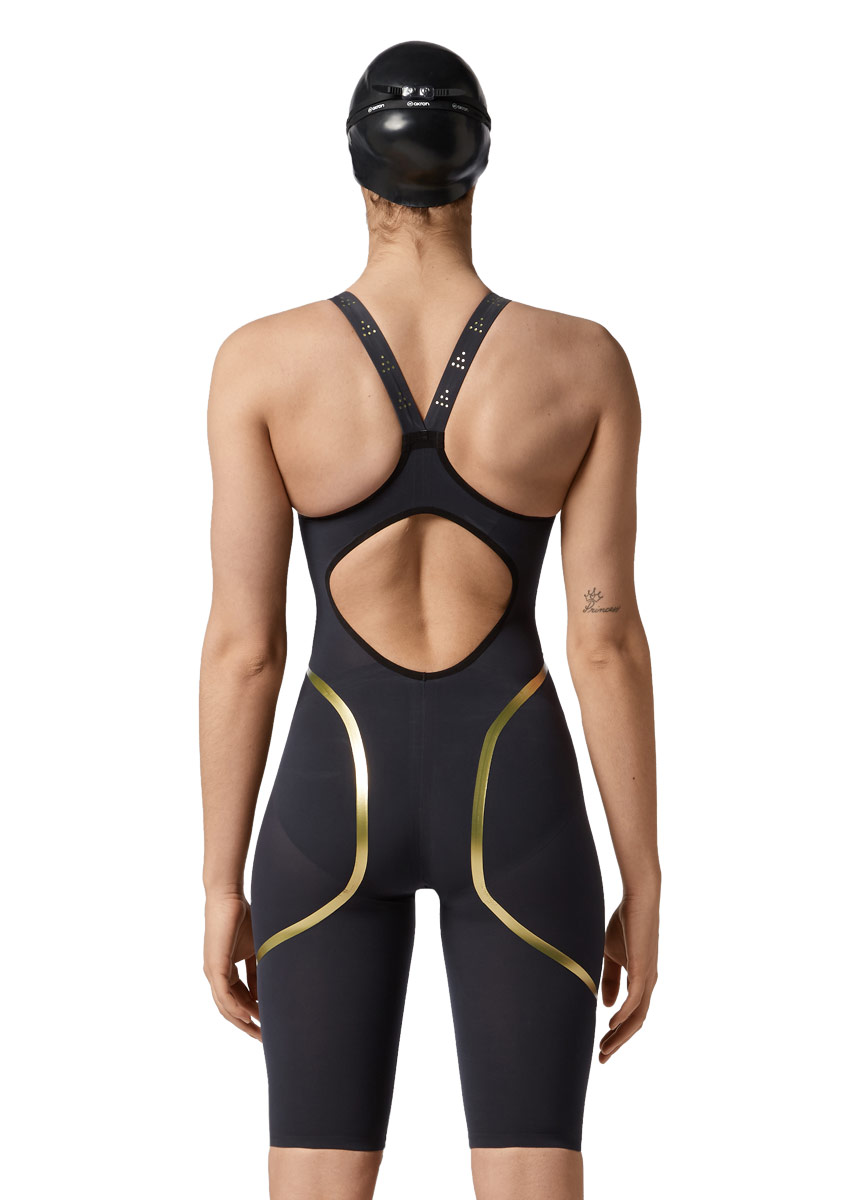 Akron Venom Open-Back Kneeskin - Dark Blue / Gold-brand