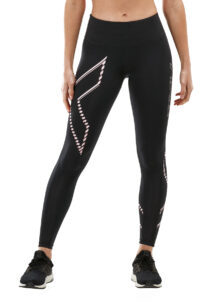 2XU Women's Mid-Rise Compression Tights - Black/Blossom Duo Tone