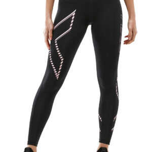 2XU Women's Mid-Rise Compression Tights - Black/Blossom Duo Tone-0