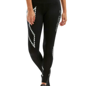 2XU Women's Mid-Rise Compression Tights - Black/Mint Duo Tone-0