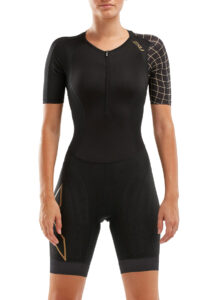 2XU Women's Compression Sleeved Trisuit - Black/Gold