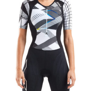 2XU Women's Compression Sleeved Trisuit - Black/Chroma-0