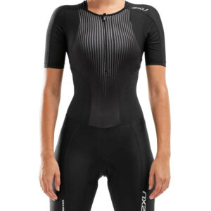 2XU Women's Perform Zip Sleeved Trisuit - Black/Shadow-0