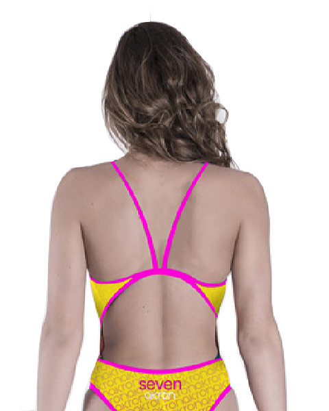 Akron Women's Adi Seven Thin Strap Swimsuit - Yellow / Purple-brand