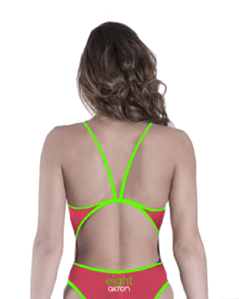 Akron Girl's Adi Eight Thin Strap Swimsuit - Red / Green-brand